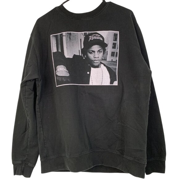 VTG Eazy-E Graphic Crew Sweatshirt Black Large  8890 pullover Hip Hop Compton - Picture 1 of 6